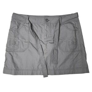 Caslon Cargo Skirt Women 12 Gray Belted Utility Pockets Casual Cotton